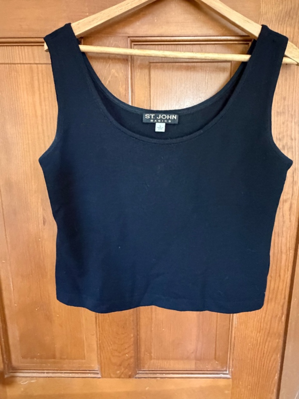 St. John Black Scoop Neck Tank
